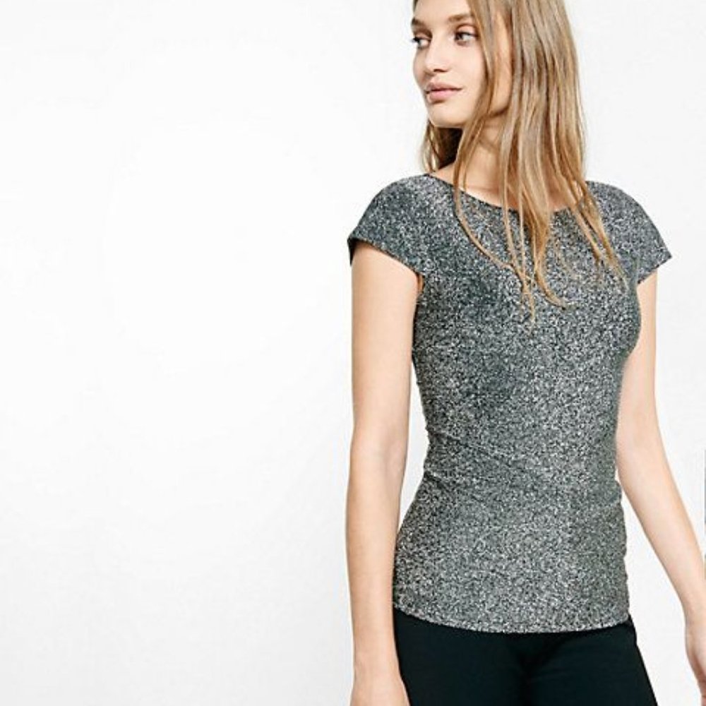 Metallic Scoop Back Tee